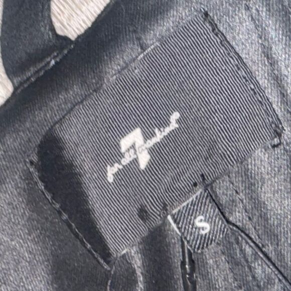 NWT 7 FOR ALL MAN KIND black Coated Denim Flared Jumpsuit In Rabbithole sz small - Picture 8 of 12